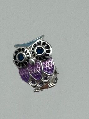Pandora Sterling Purple Owl Charm Pendant - Women Jewelry